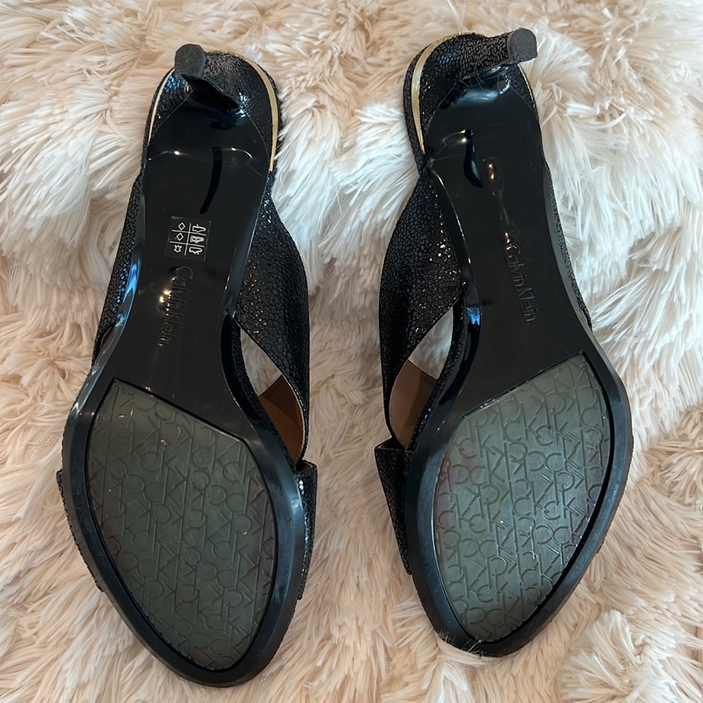 🎉Host Pick🎉Calvin Klein Womens Black High Heel Open Toe Slide Sandal - Size 9 - Picture 9 of 13
